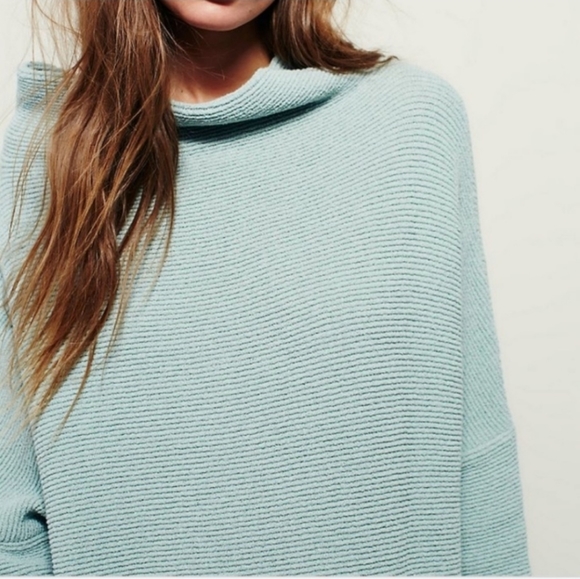 Free People Ottoman Slouchy Tunic Oversized Sweater XS S Blue Green Dress - Picture 2 of 6